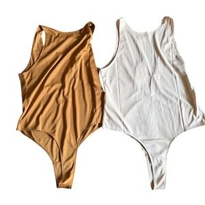 Marilyn Hatten Bodysuit Bundle of 2  Sleeveless Plunge Neck Casual XL NWT